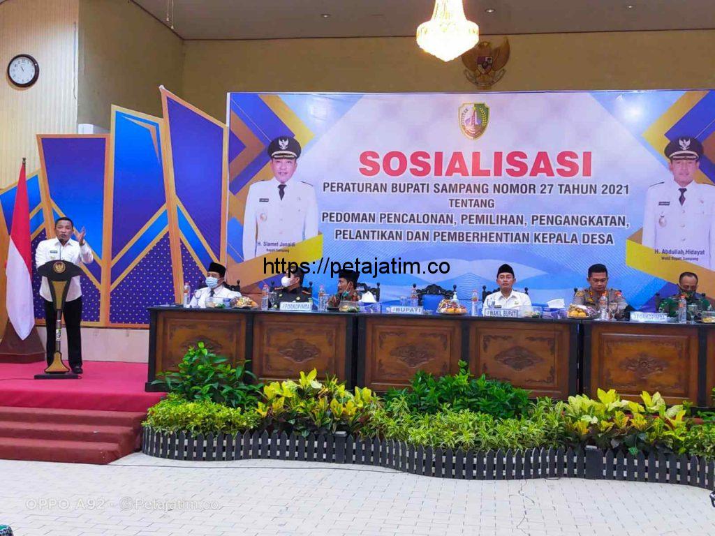 Pemkab Sampang Sosialisasikan Perbup Nomor 27 Tahun 2021 Tentang Pedoman Pelaksanaan Pilkades Serentak